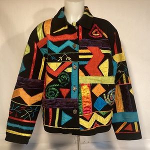 Vintage Daniel K New York Womens multi color jacket embroidered size large